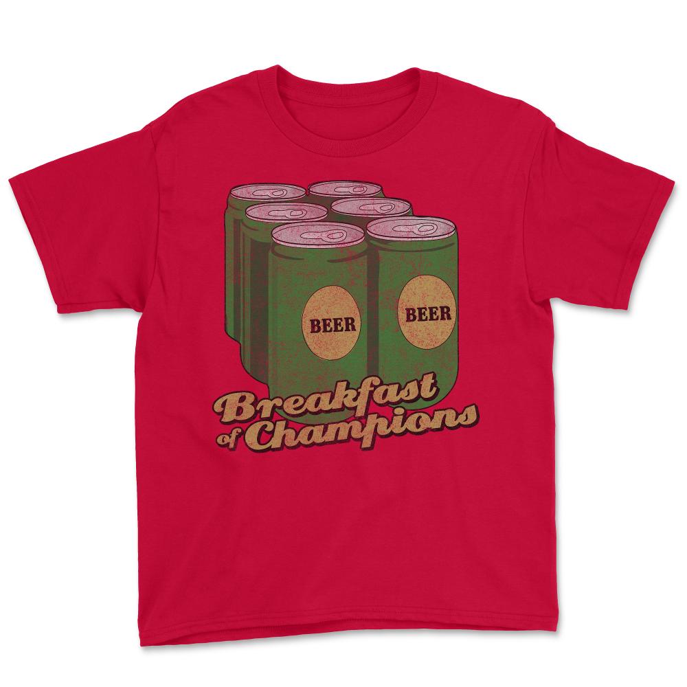 Beer Breakfast of Champions Retro - Youth Tee - Red