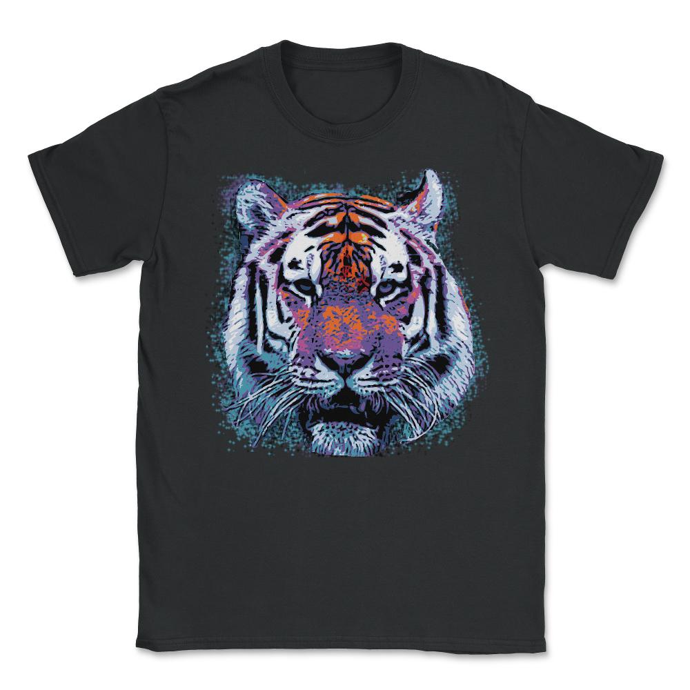 Retro 80's Tiger Face Splatter Paint - Unisex T-Shirt - Black