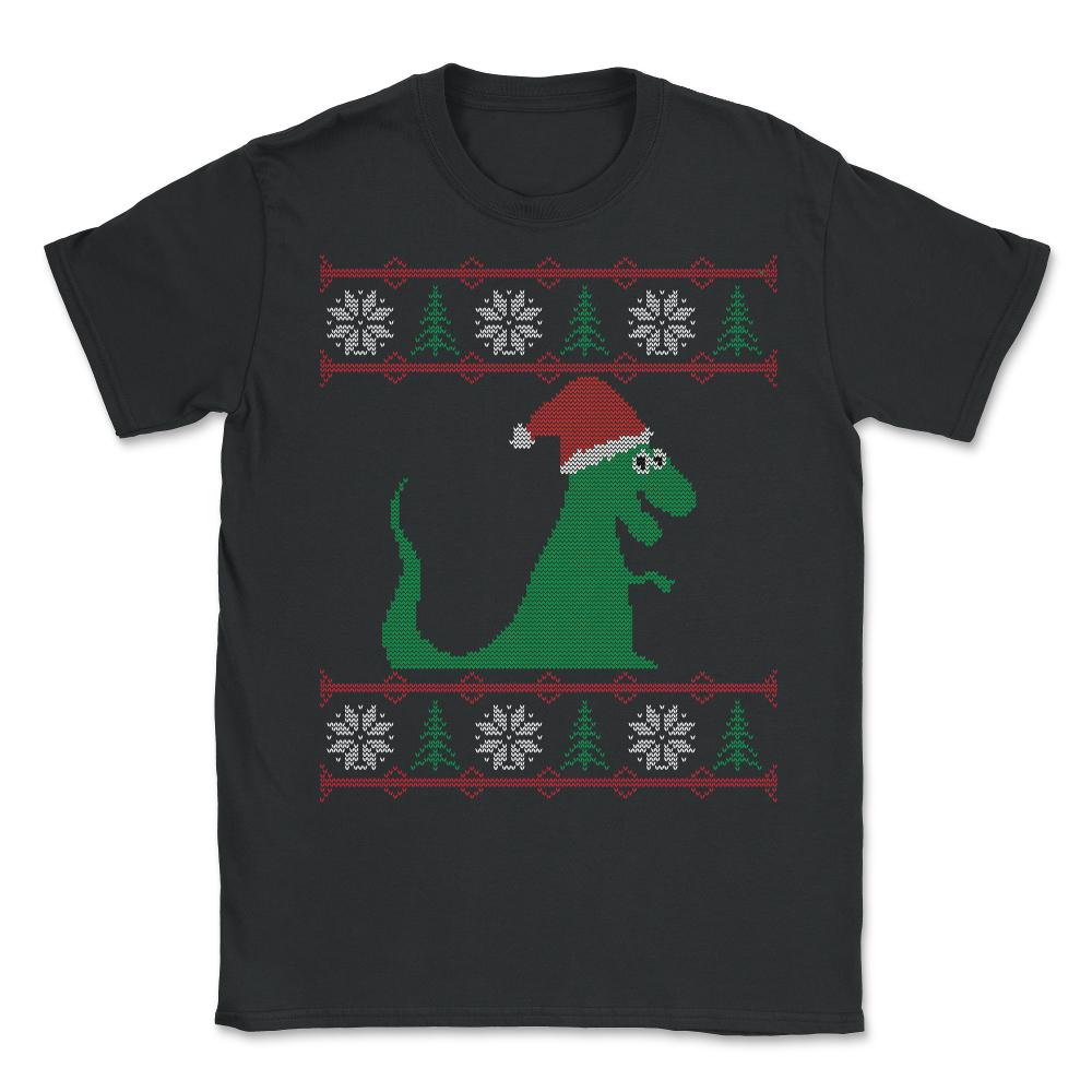 T-Rex Santa Ugly Christmas Sweater - Unisex T-Shirt - Black