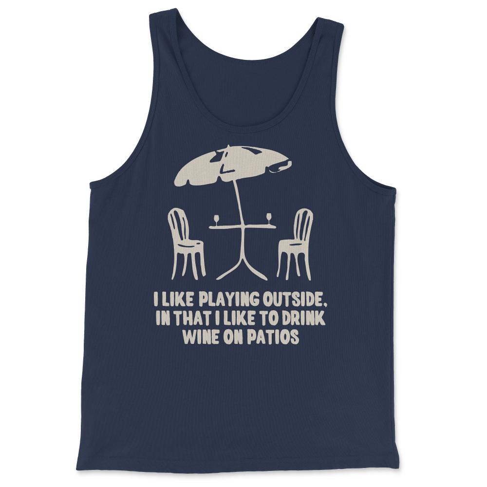 Mom Play Outside Wine On Patios - Tank Top - Navy