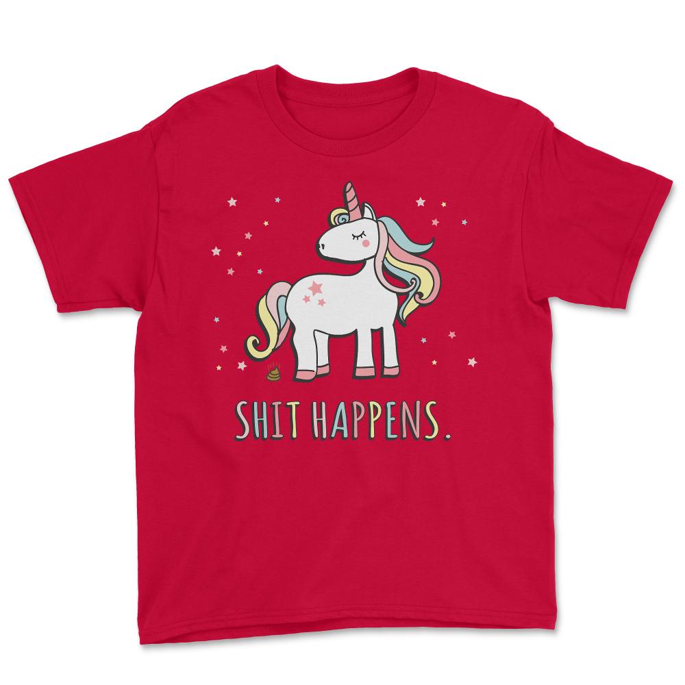 Shit Happens Funny Unicorn - Youth Tee - Red