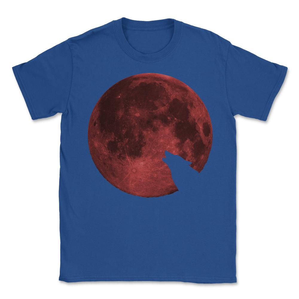 Wolf Howling Blood Moon - Unisex T-Shirt - Royal Blue