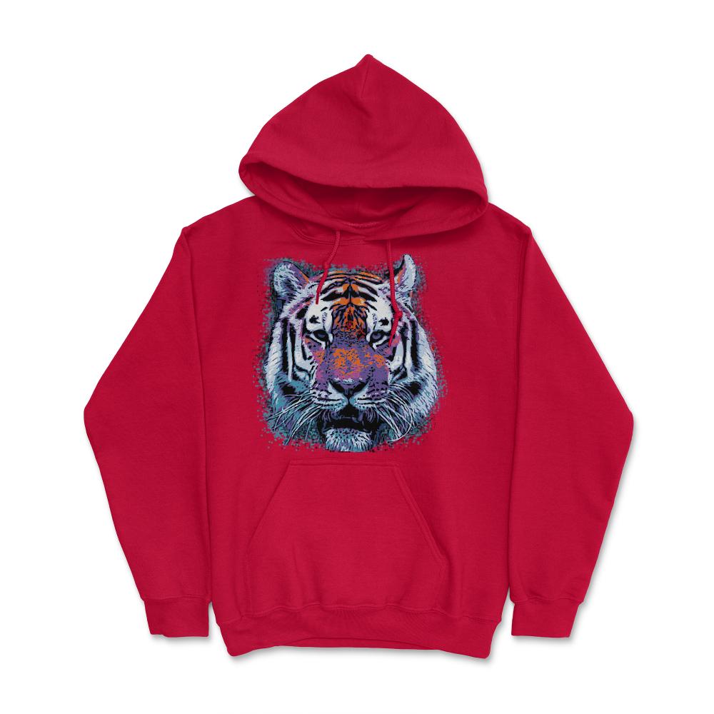 Retro 80's Tiger Face Splatter Paint - Hoodie - Red