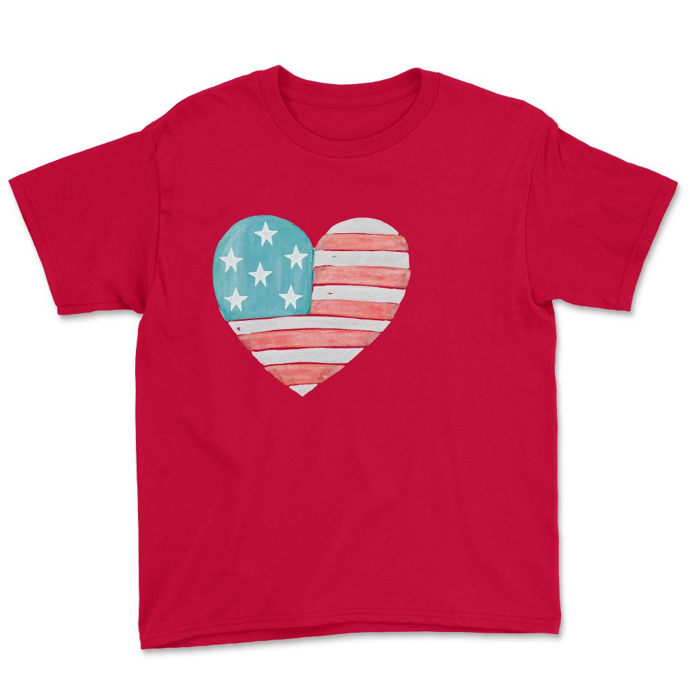 Patriotic I Love The Usa Flag - Youth Tee - Red