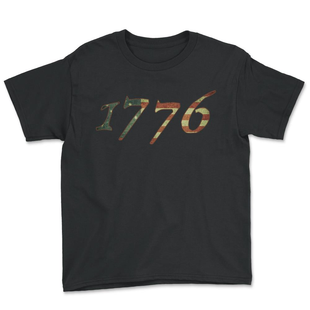 1776 Declaration of Independence US Flag - Youth Tee - Black