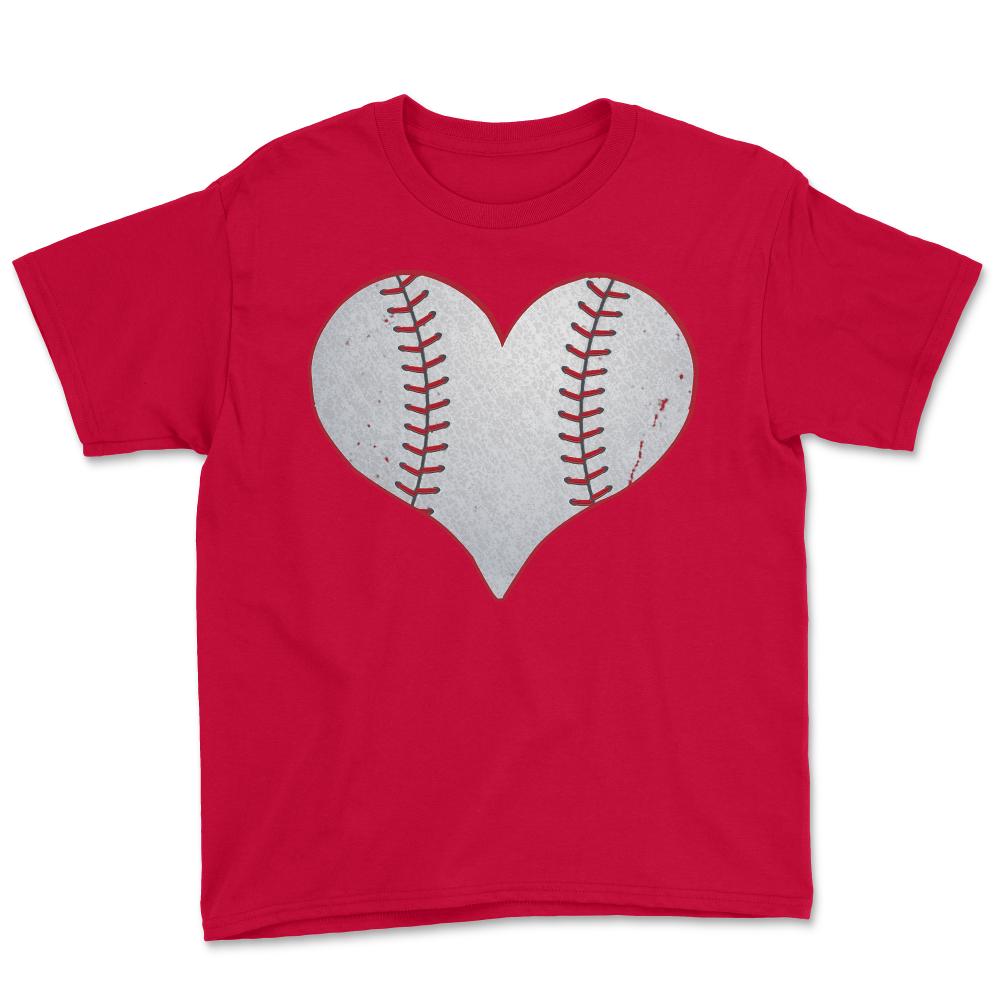 I Love Baseball Heart - Youth Tee - Red