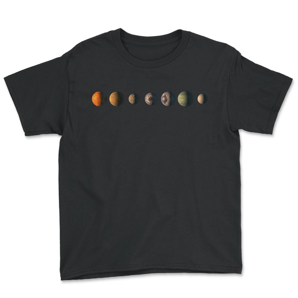 Trappist-1 7 Planet Lineup - Youth Tee - Black