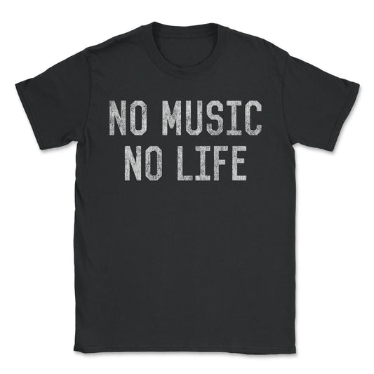Retro No Music No Life - Unisex T-Shirt - Black