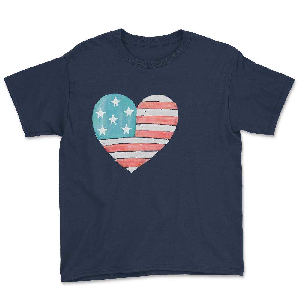 Patriotic I Love The Usa Flag - Youth Tee - Navy