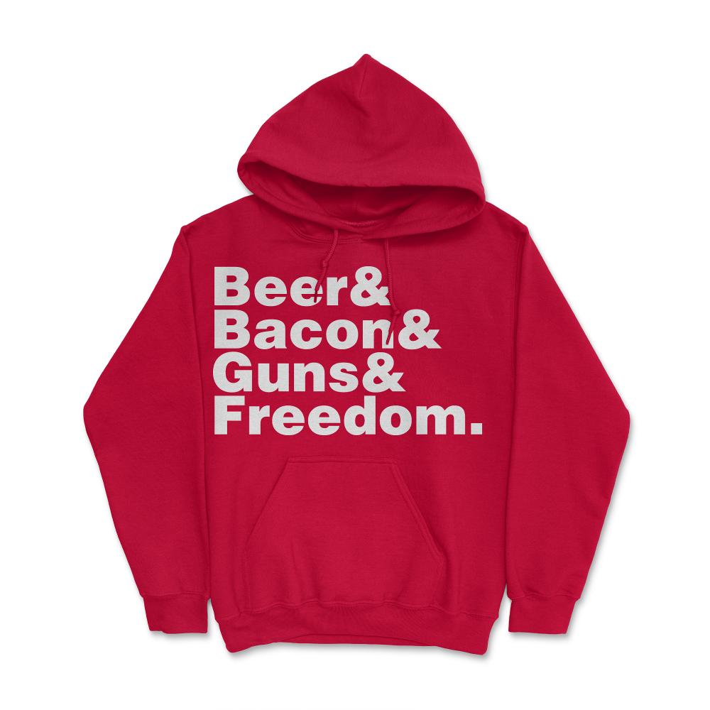 Beer Bacon Guns And Freedom - Hoodie - Red
