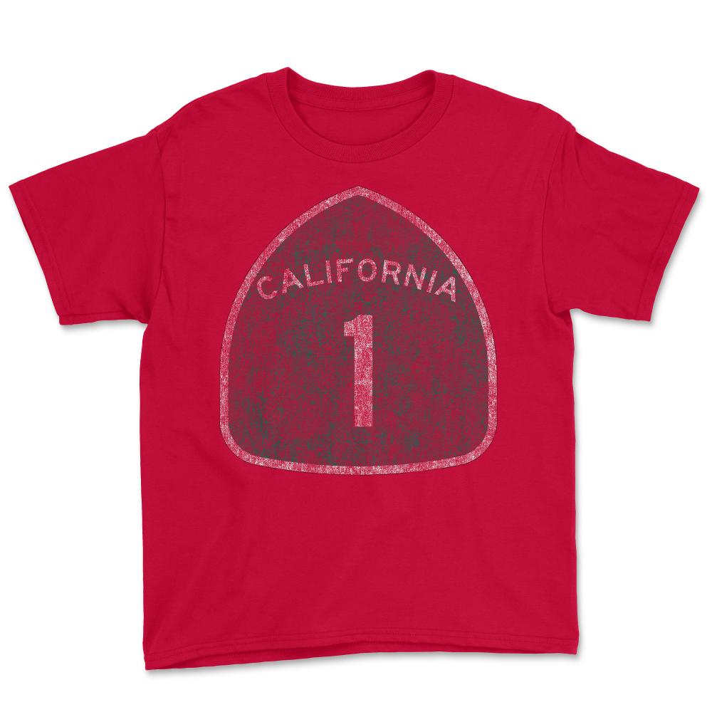California 1 Pacific Coast Highway - Youth Tee - Red