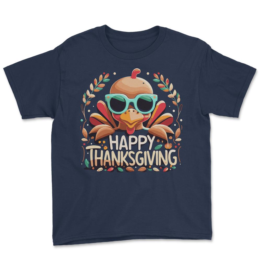 Happy Thanksgiving Turkey - Youth Tee - Navy