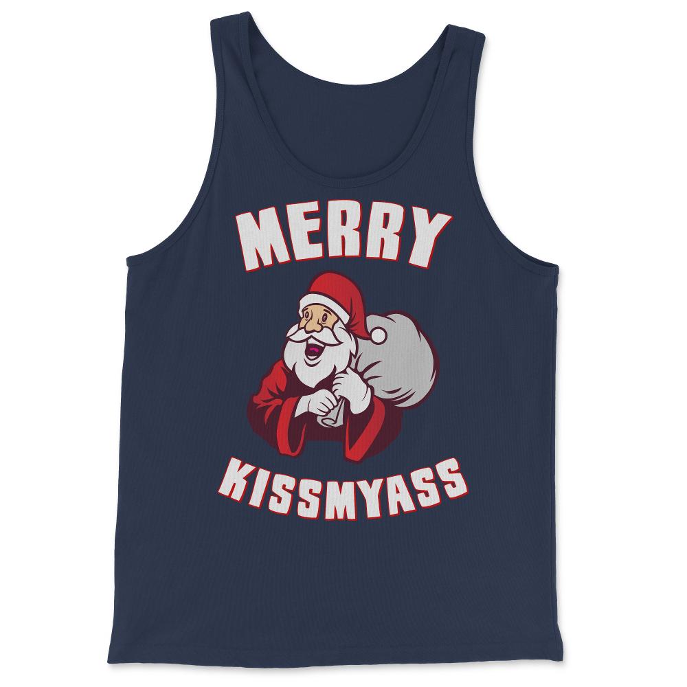 Merry Kissmyass Funny Christmas - Tank Top - Navy