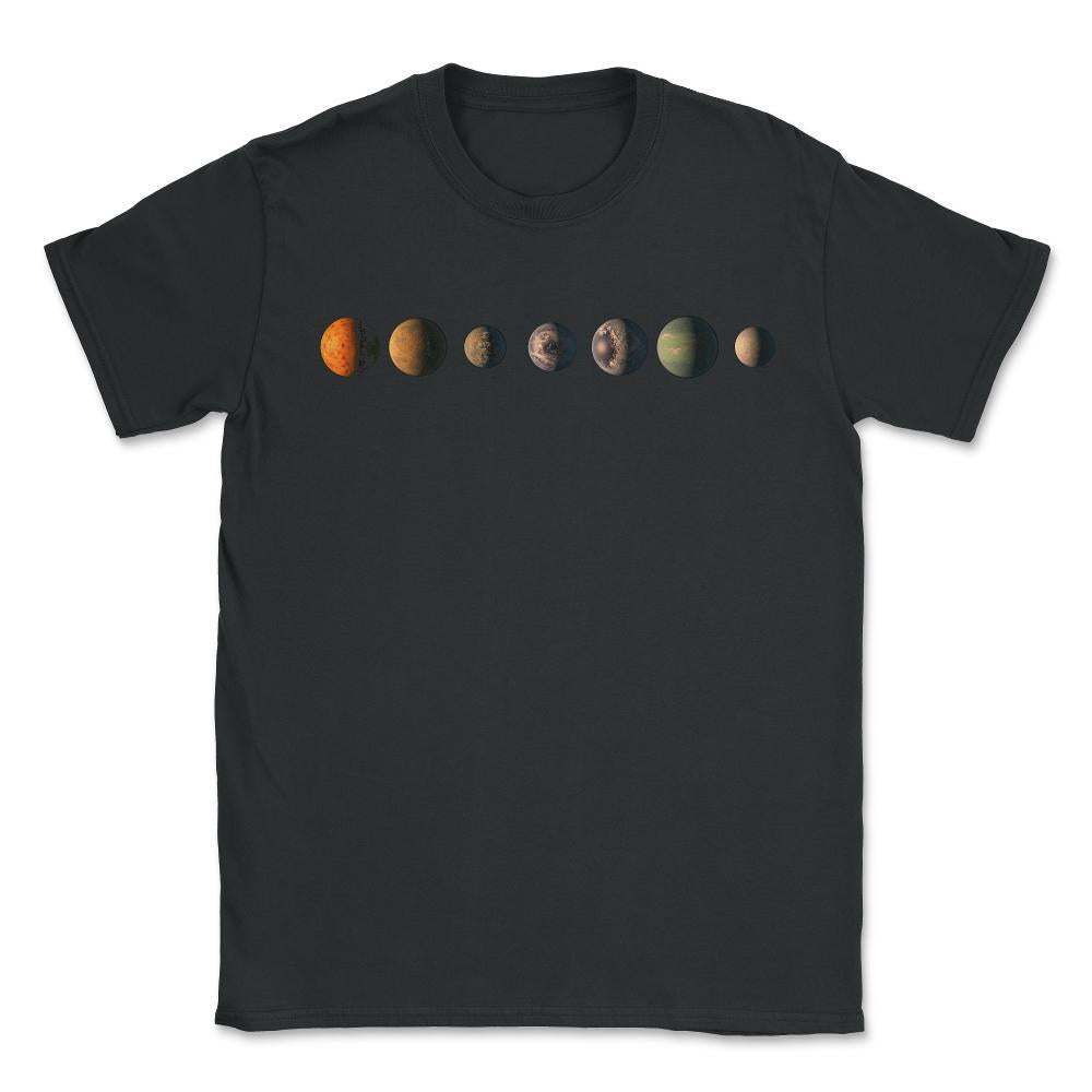 Trappist-1 7 Planet Lineup - Unisex T-Shirt - Black