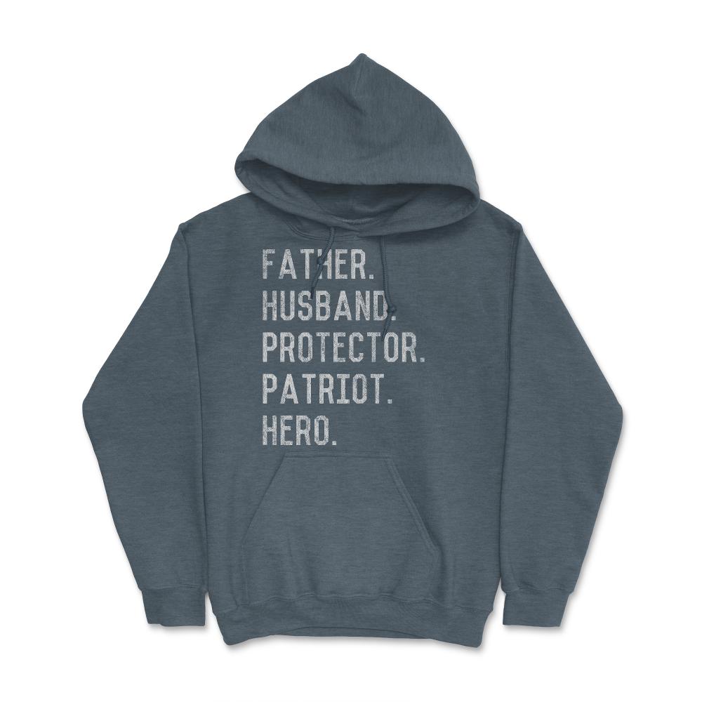 Father Husband Protector Patriot - Hoodie - Dark Grey Heather
