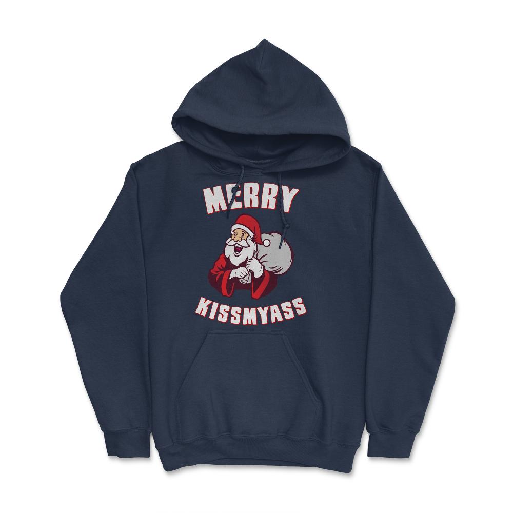 Merry Kissmyass Funny Christmas - Hoodie - Navy