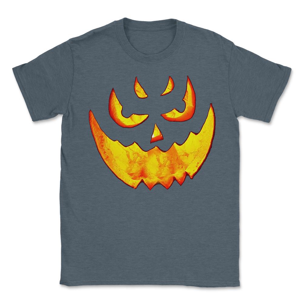 Scary Glowing Pumpkin Halloween Costume - Unisex T-Shirt - Dark Grey Heather