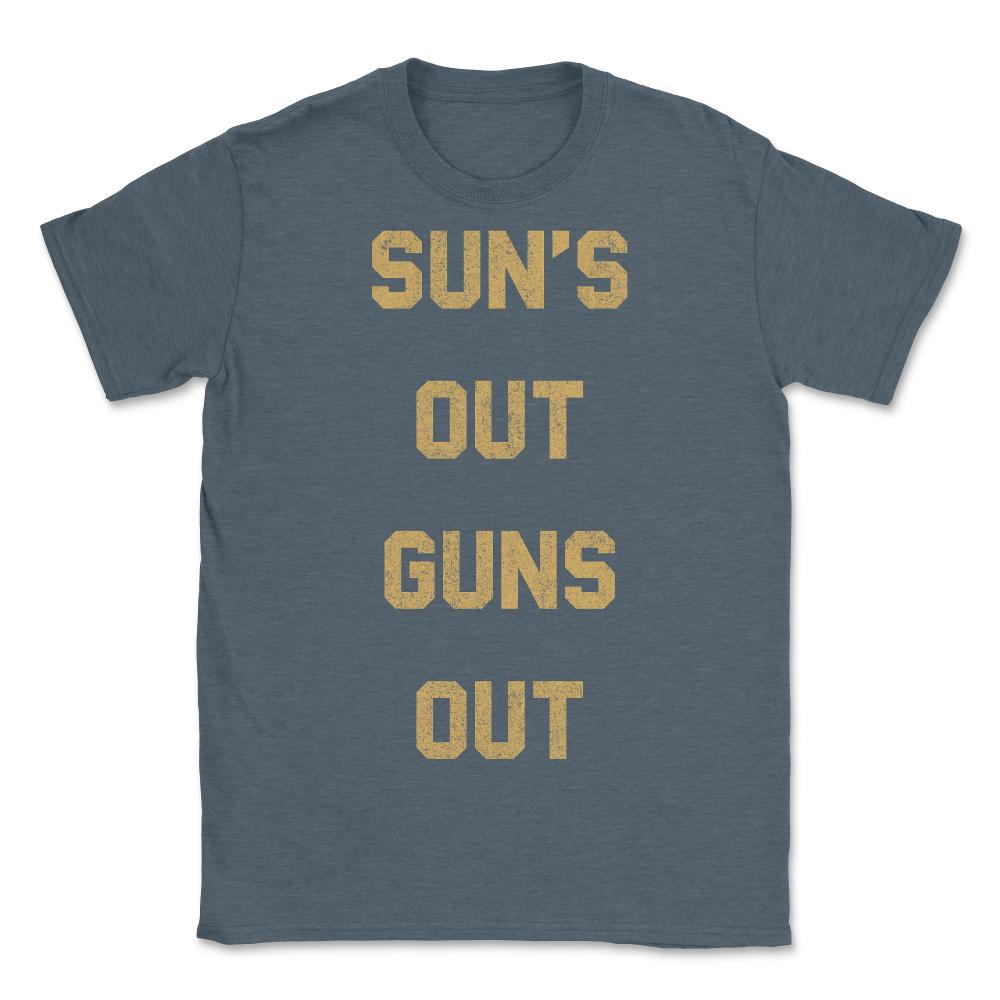 Suns Out Guns Out Retro - Unisex T-Shirt - Dark Grey Heather