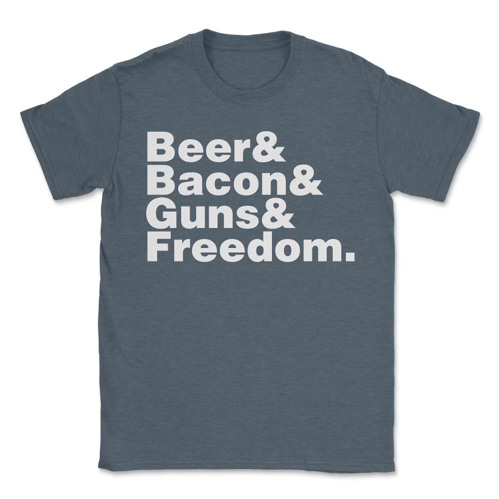 Beer Bacon Guns And Freedom - Unisex T-Shirt - Dark Grey Heather