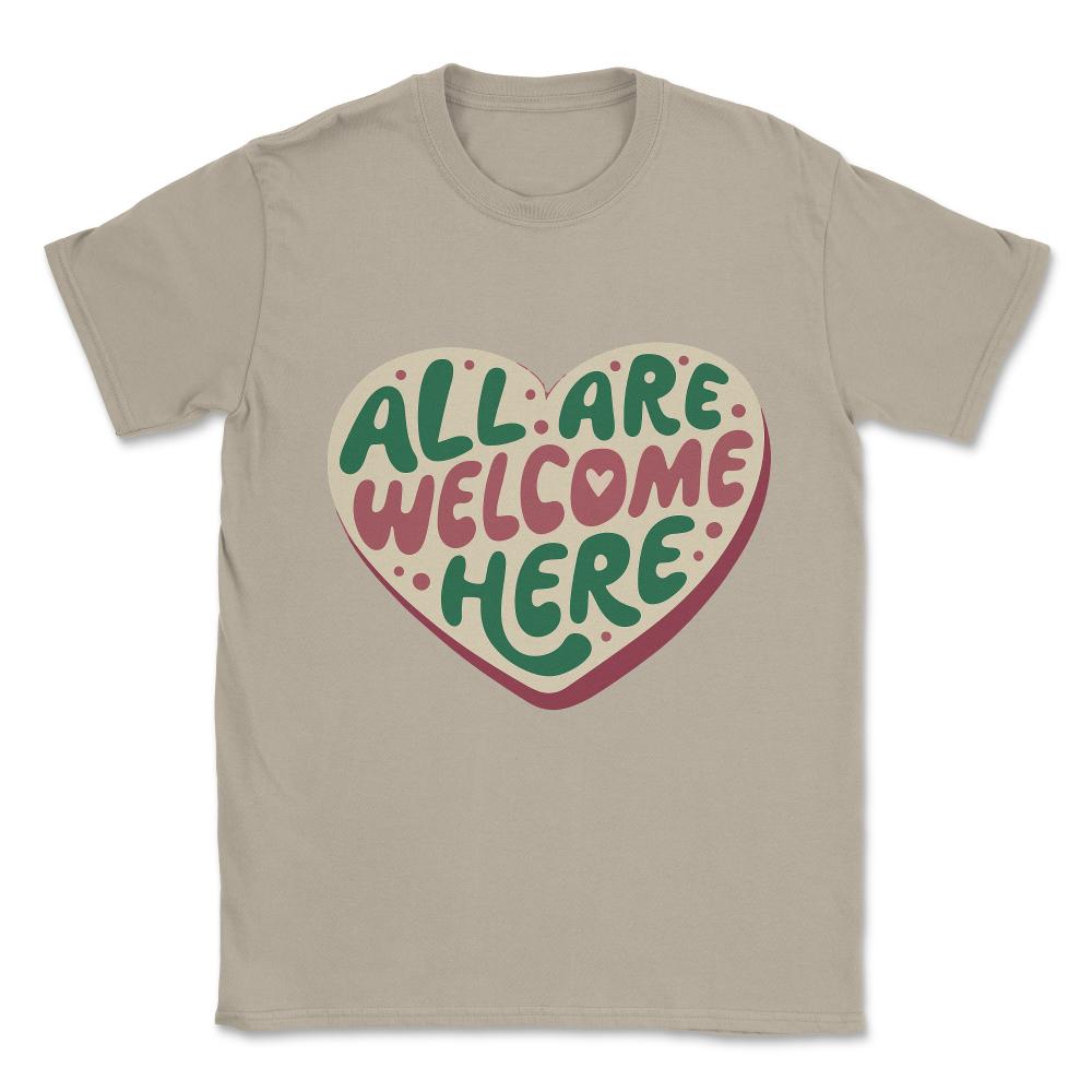 All Are Welcome Here Inclusive Unisex T-Shirt - Cream