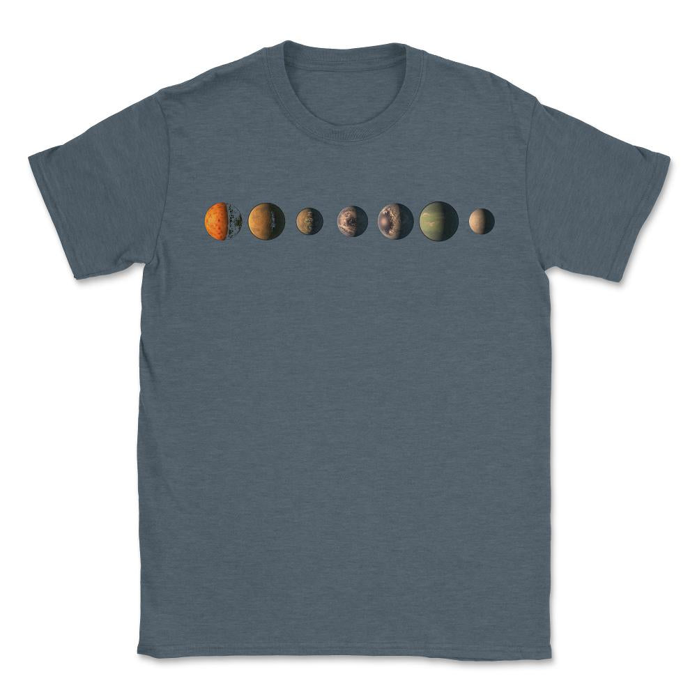 Trappist-1 7 Planet Lineup - Unisex T-Shirt - Dark Grey Heather