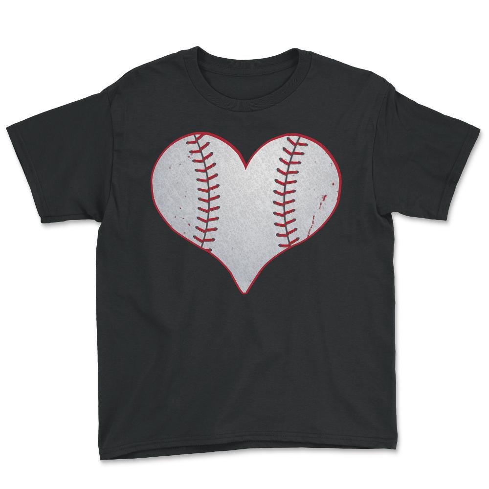 I Love Baseball Heart - Youth Tee - Black