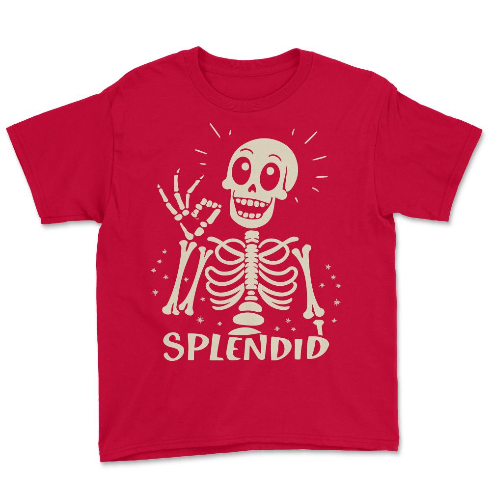 Splendid Skeleton Funny Halloween - Youth Tee - Red