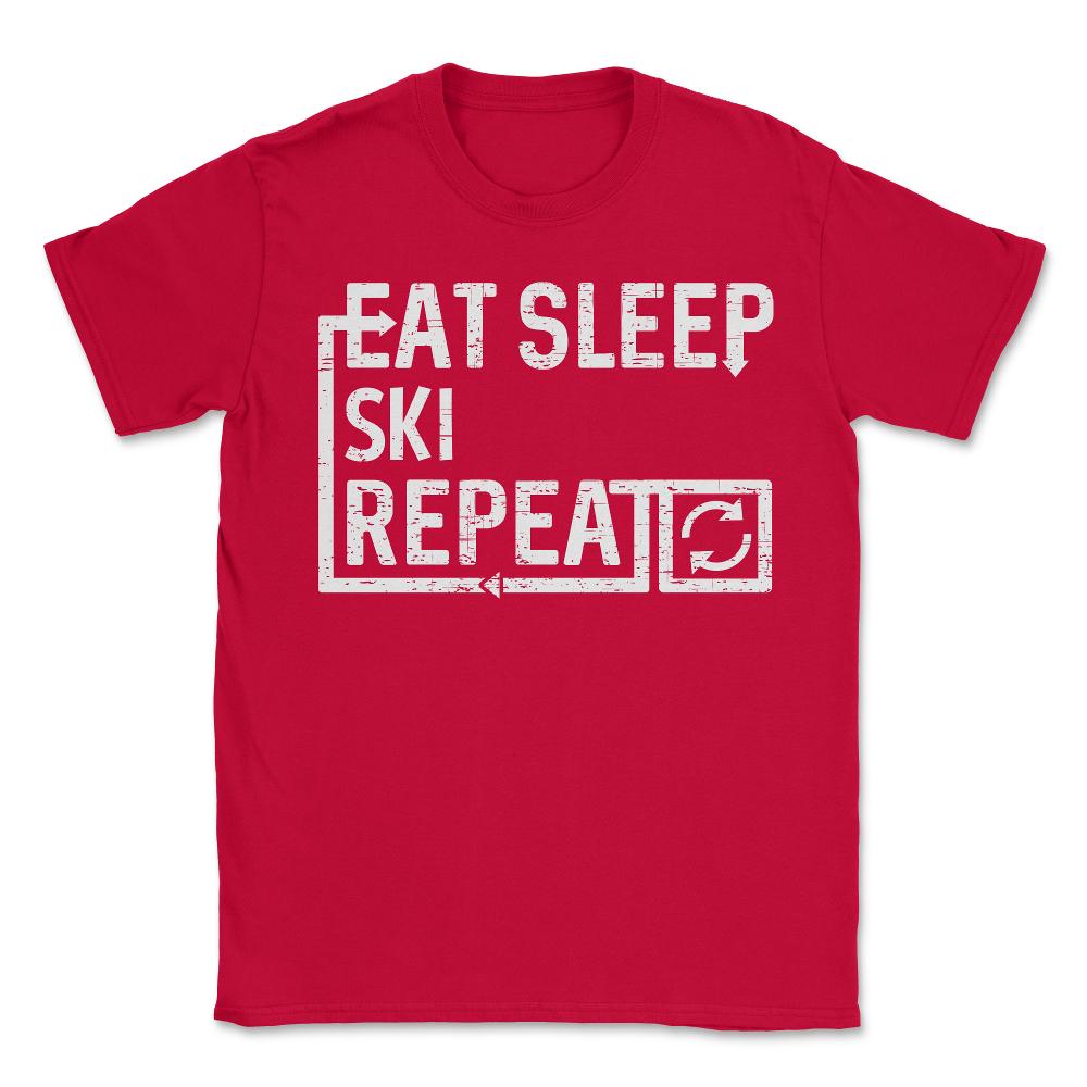 Eat Sleep Ski - Unisex T-Shirt - Red