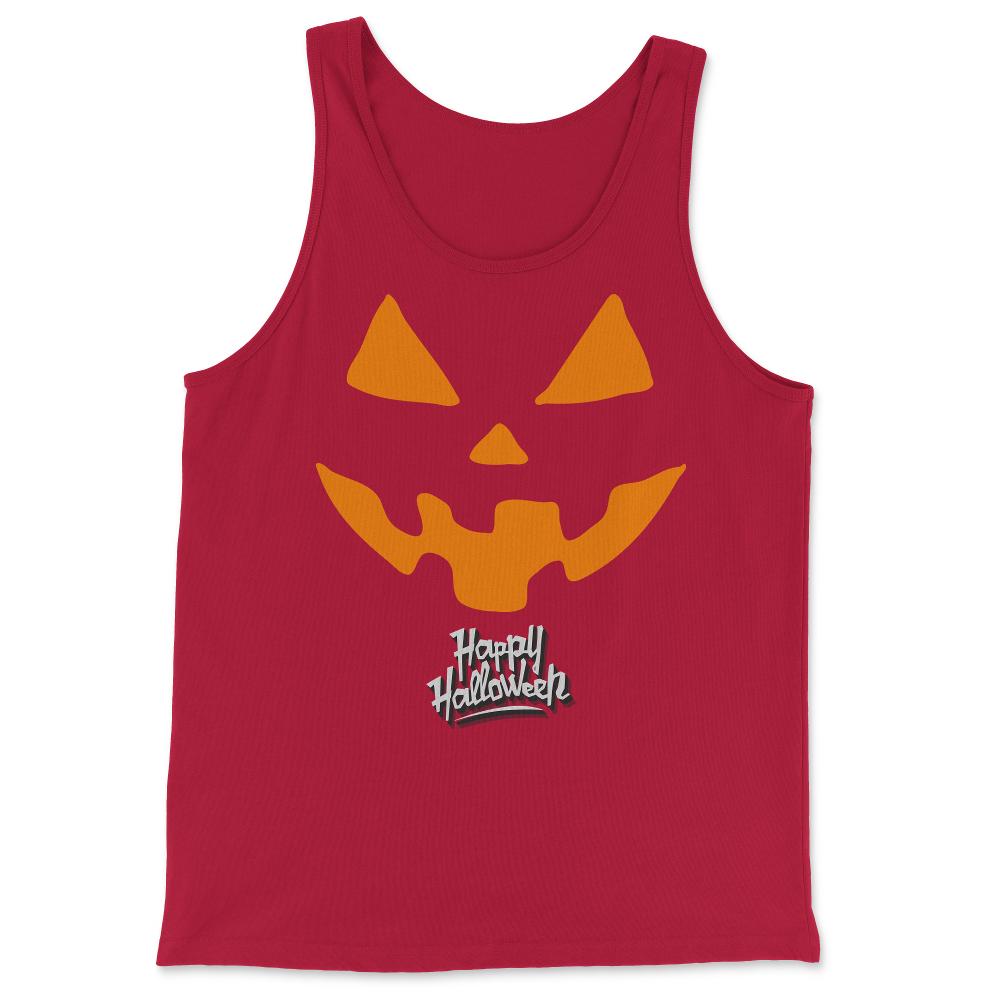 Jack-O-Lantern Pumpkin Happy Halloween - Tank Top - Red