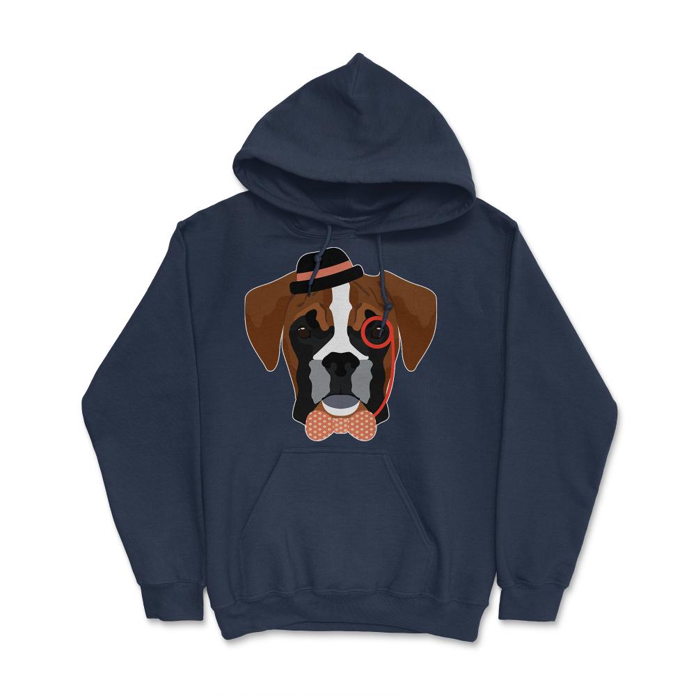 Hipster Boxer Dog - Hoodie - Navy