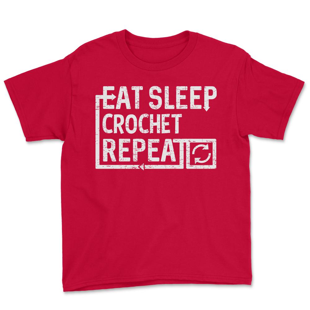 Eat Sleep Crochet - Youth Tee - Red