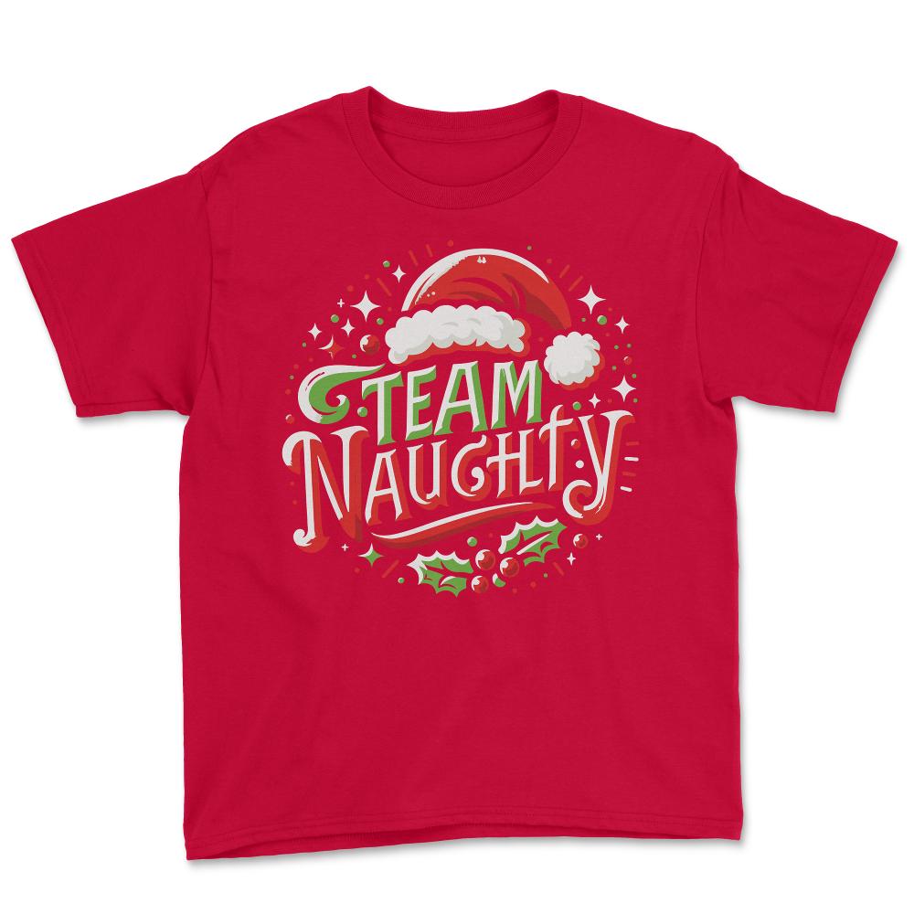 Team Naughty Funny Christmas - Youth Tee - Red