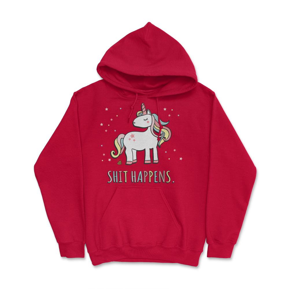 Shit Happens Funny Unicorn - Hoodie - Red