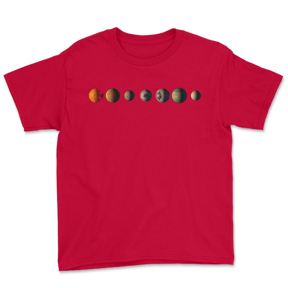 Trappist-1 7 Planet Lineup - Youth Tee - Red