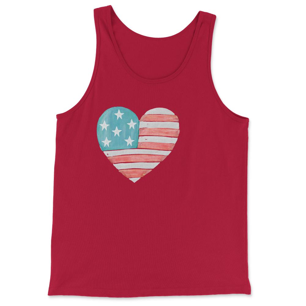 Patriotic I Love The Usa Flag - Tank Top - Red