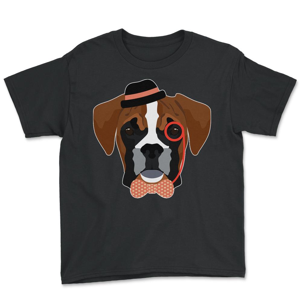 Hipster Boxer Dog - Youth Tee - Black