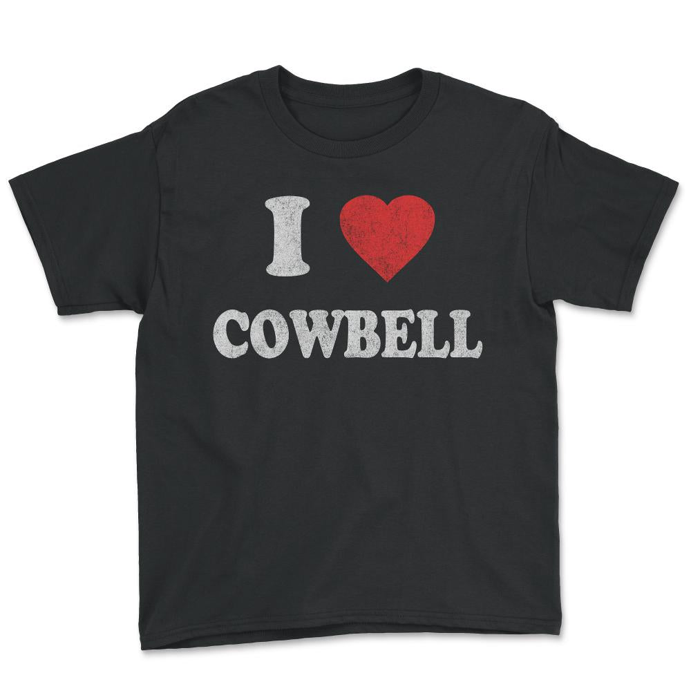 I Love Cowbell Retro - Youth Tee - Black