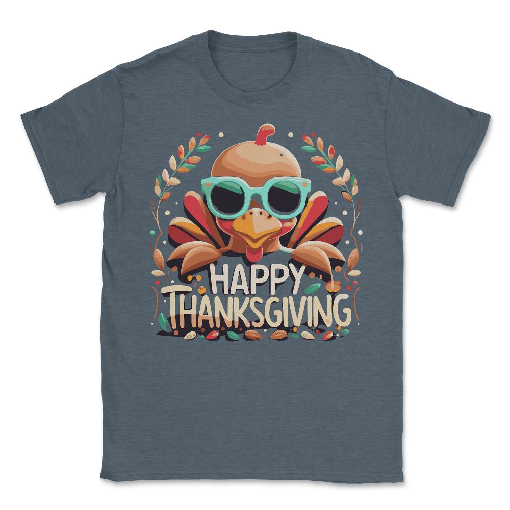 Happy Thanksgiving Turkey - Unisex T-Shirt - Dark Grey Heather