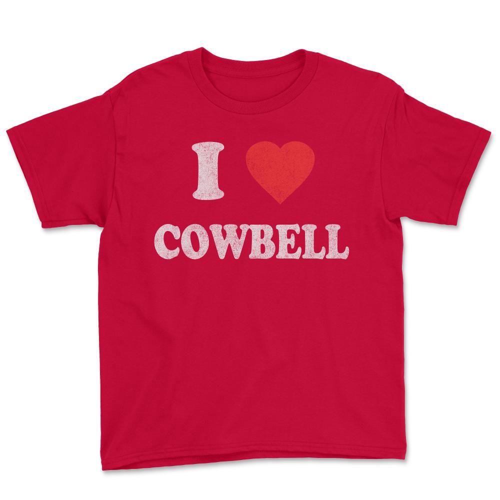 I Love Cowbell Retro - Youth Tee - Red