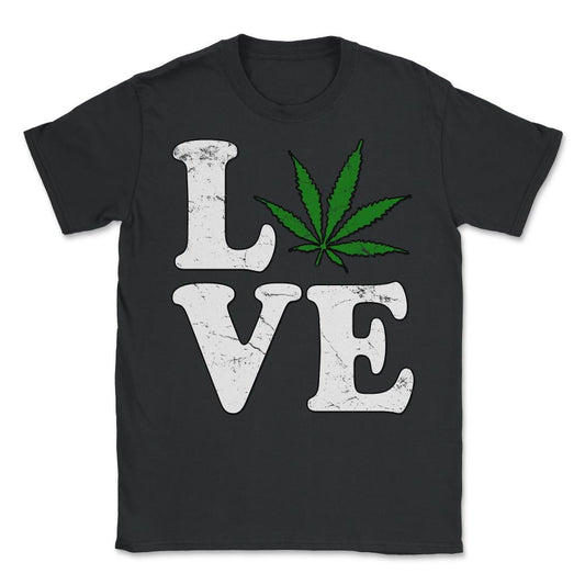 Love Cannabis Weed Retro - Unisex T-Shirt - Black