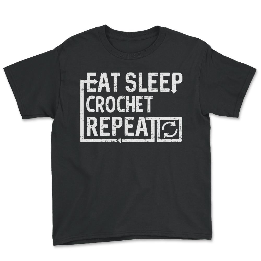 Eat Sleep Crochet - Youth Tee - Black