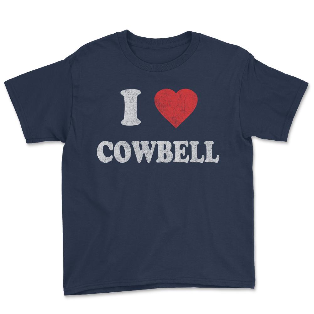 I Love Cowbell Retro - Youth Tee - Navy
