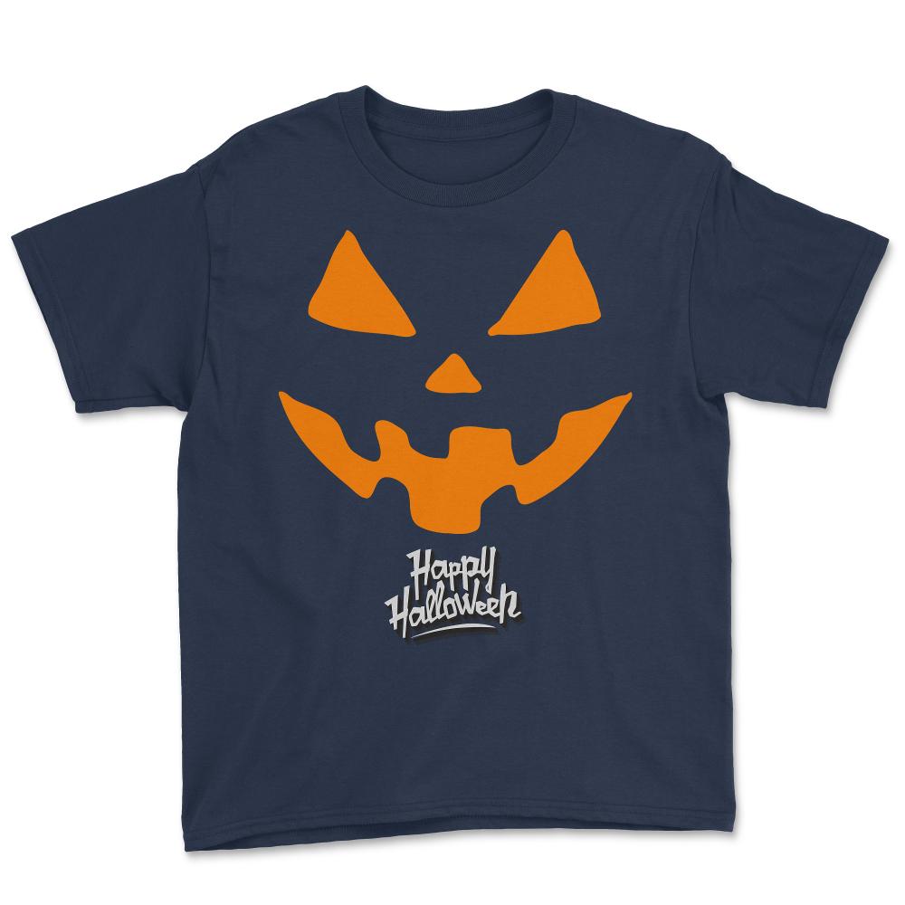 Jack-O-Lantern Pumpkin Happy Halloween - Youth Tee - Navy