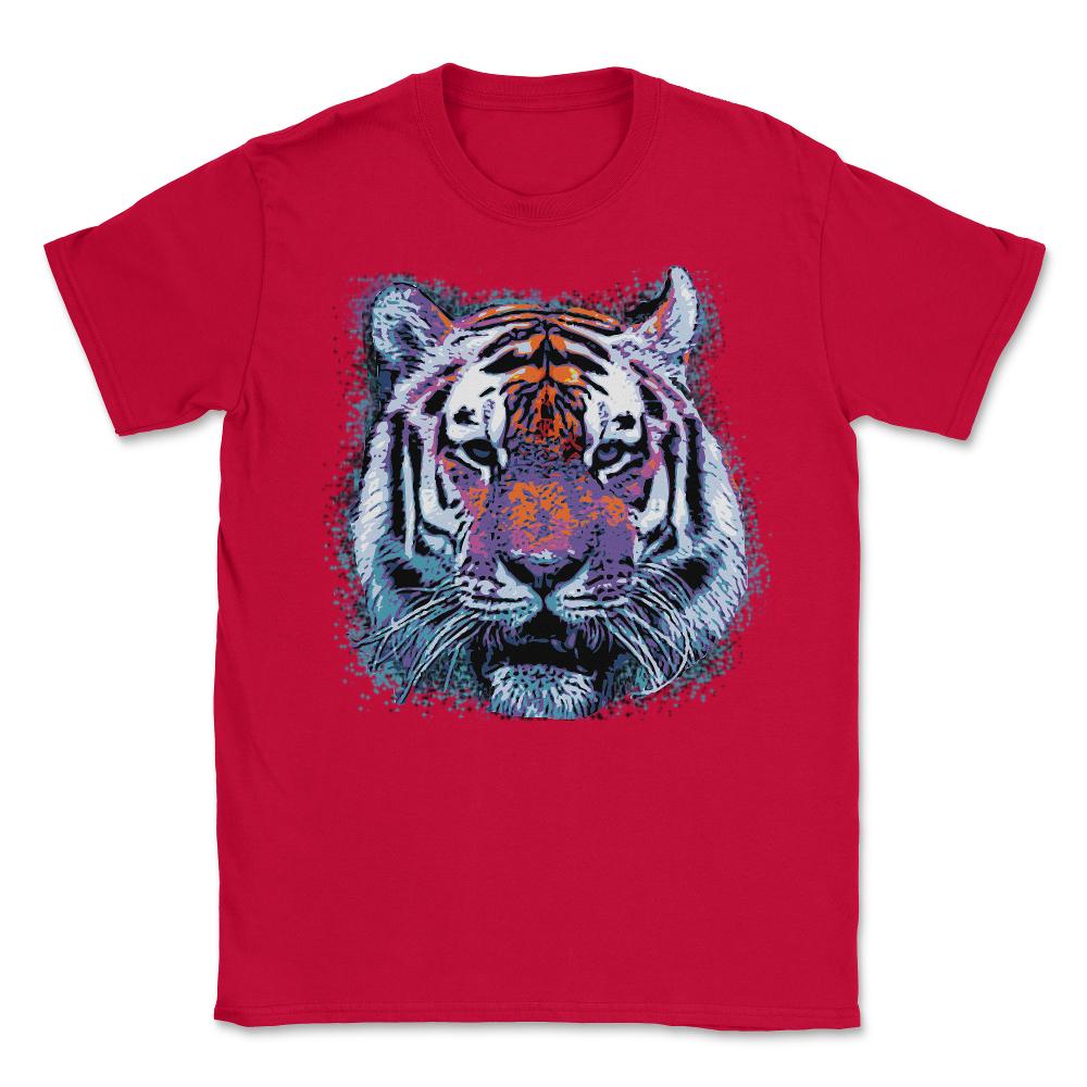 Retro 80's Tiger Face Splatter Paint - Unisex T-Shirt - Red
