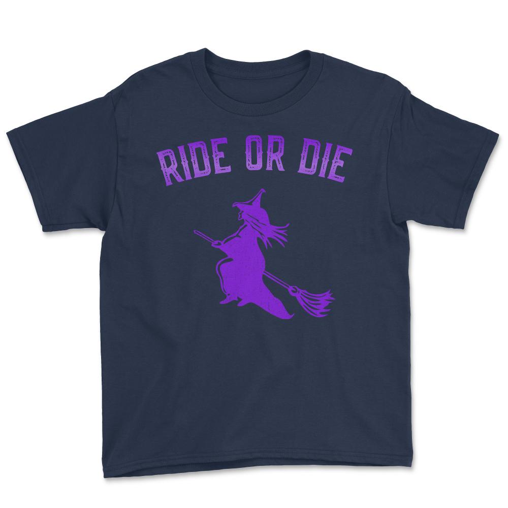 Ride or Die Witch - Youth Tee - Navy
