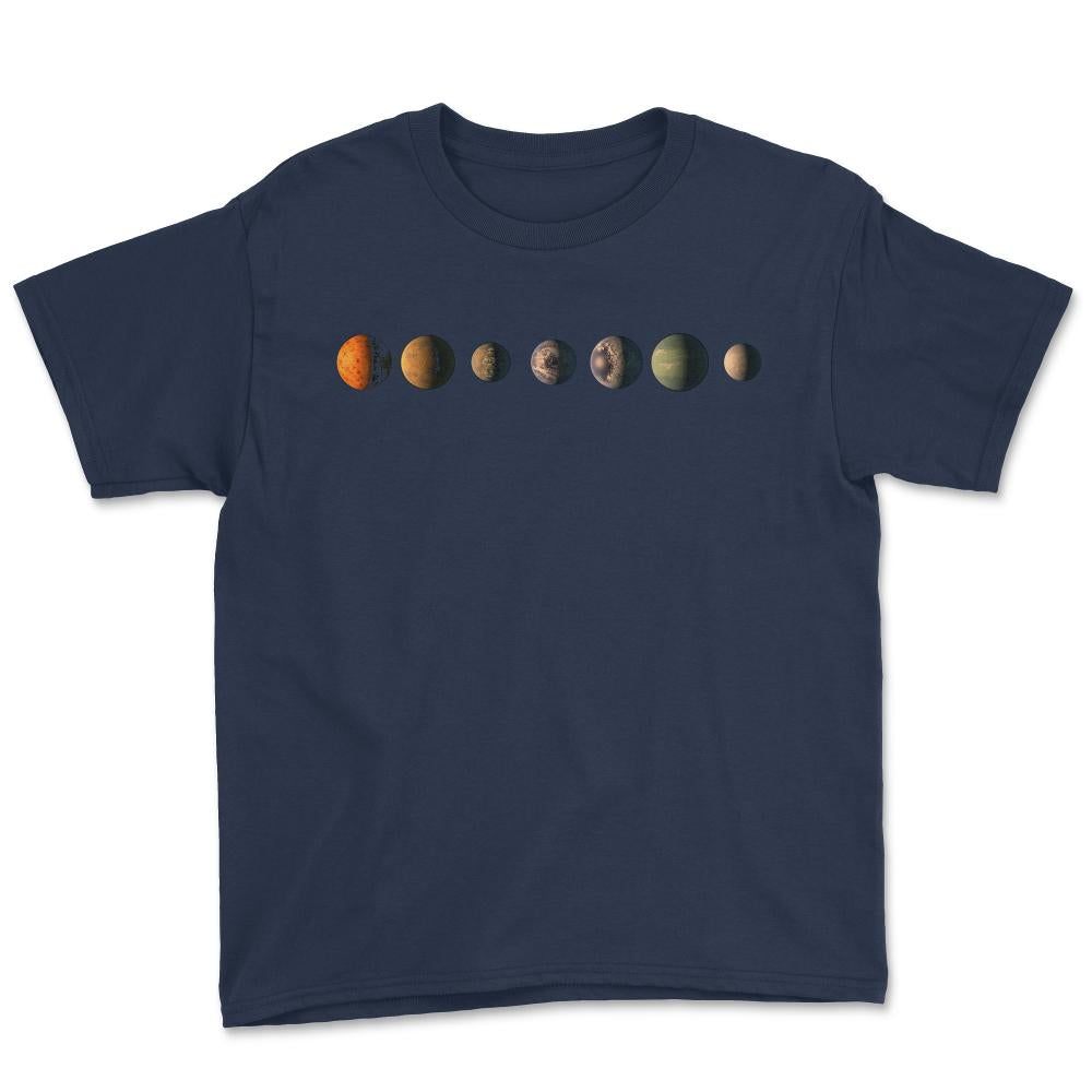 Trappist-1 7 Planet Lineup - Youth Tee - Navy