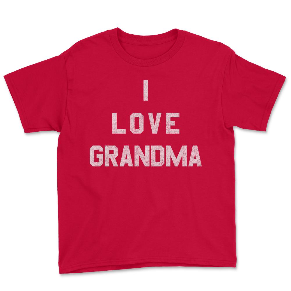 I Love Grandma White Retro - Youth Tee - Red