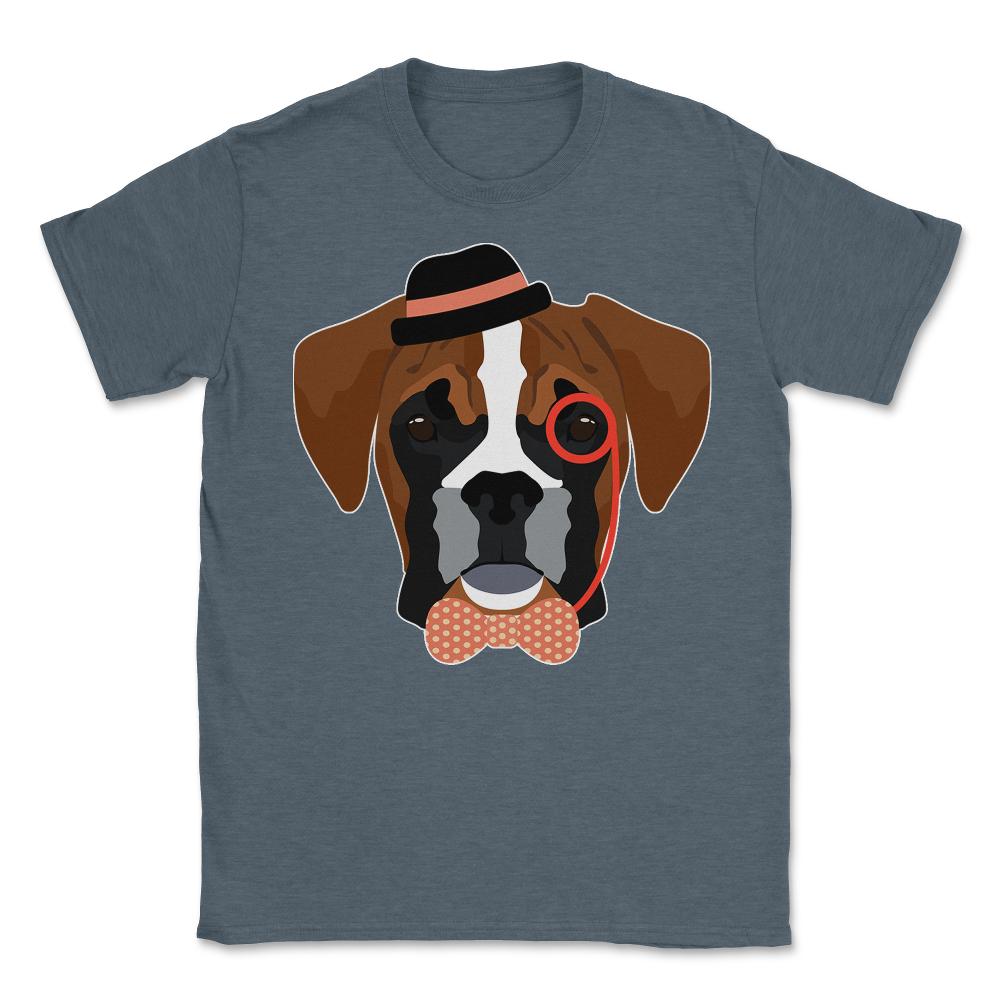 Hipster Boxer Dog - Unisex T-Shirt - Dark Grey Heather