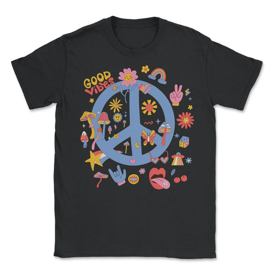 Retro Boho Peace Sign - Unisex T-Shirt - Black
