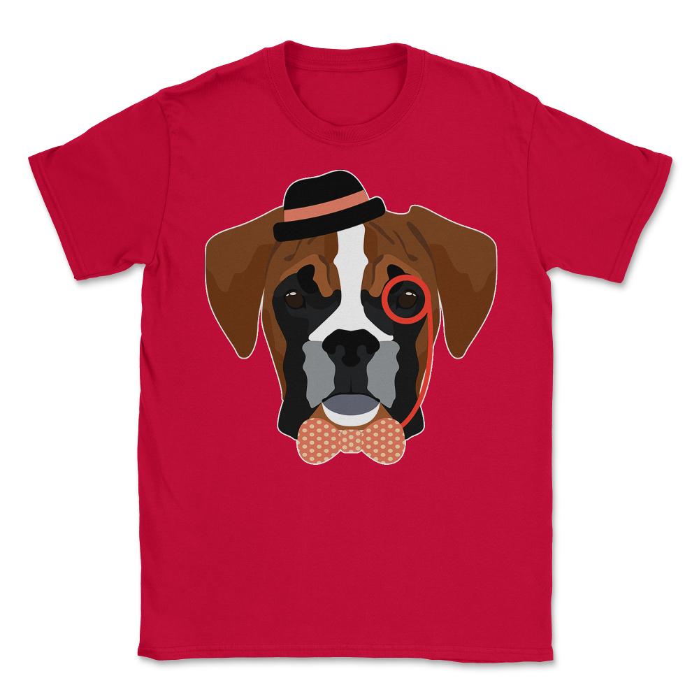 Hipster Boxer Dog - Unisex T-Shirt - Red